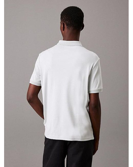 Calvin Klein White Welt Zip Polo Shirt for men