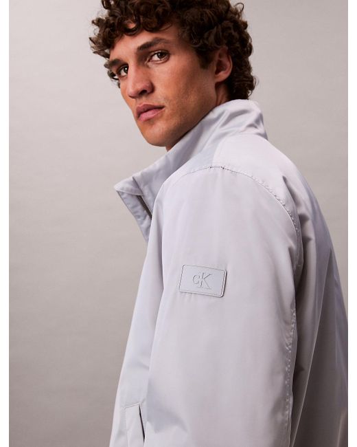 Calvin Klein Gray Padded Zip Mock Neck Jacket for men