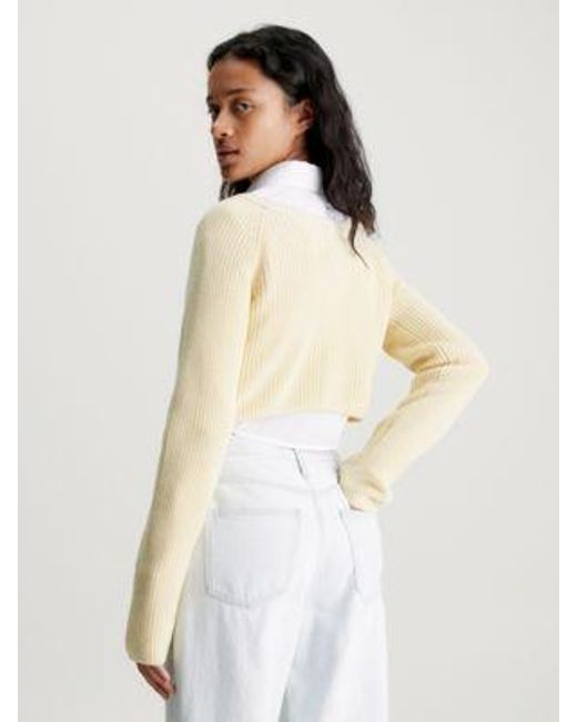 Calvin Klein Natural Cropped Pullover aus gerippter Baumwolle