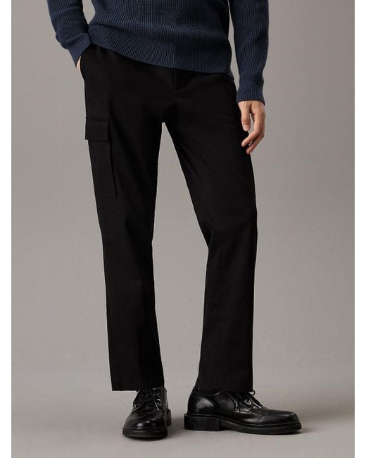 Calvin Klein Black Soft Twill Cargo Trousers for men