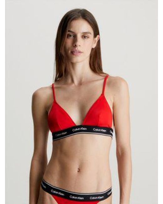 Calvin Klein Red Triangel Bikini-Top - CK Meta Legacy
