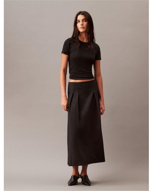 Calvin Klein Multicolor Stretch Poplin Long Skirt