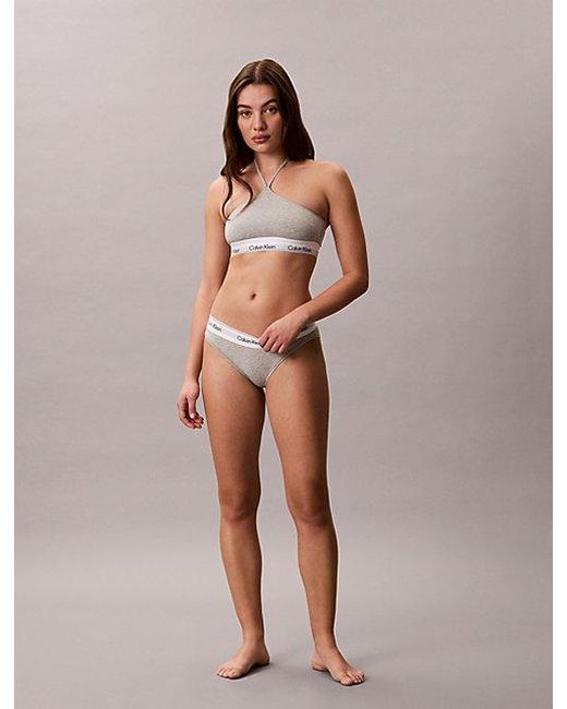 Calvin Klein Brown Unlined Halter Bralette Icon Cotton Modal