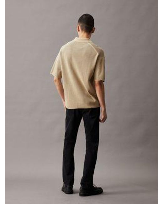 Calvin Klein Kurzärmliges Strick-Hemd mit Waffelstruktur in Brown für Herren