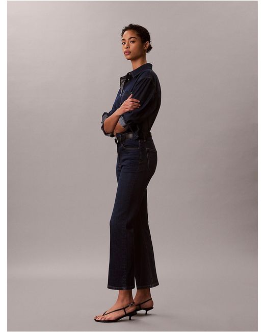 Calvin Klein Blue Calvin Klein High Rise Cropped Flared Jeans