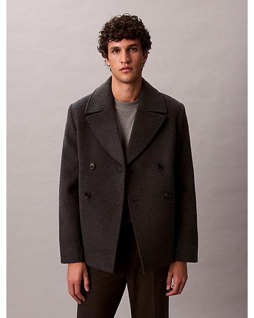 Calvin Klein Multicolor Double Faced Wool Blend Peacoat for men