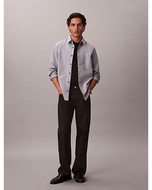Calvin Klein Multicolor Jeans Oxford Cotton Button Down Shirt for men