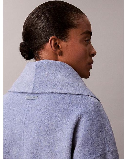Calvin Klein Purple Double Faced Wool Blend Shawl Collar Coat