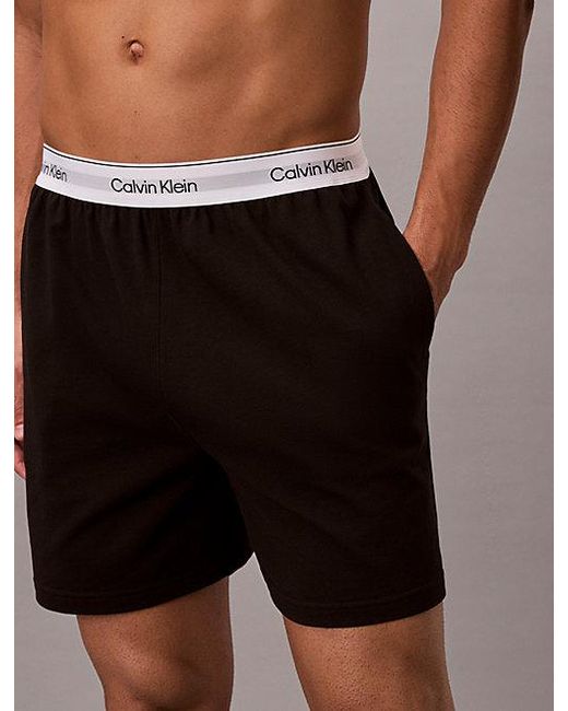 Calvin Klein Black Pyjama Shorts Icon Cotton for men