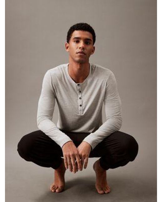 Calvin Klein Pyjama-Top mit langen Ärmeln - Ultra Soft Modern in White für Herren
