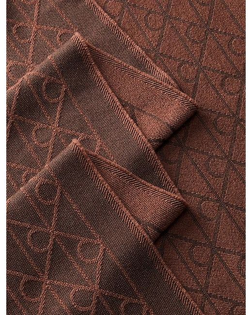 Calvin Klein Brown Wool Blend Emblem Logo Scarf for men