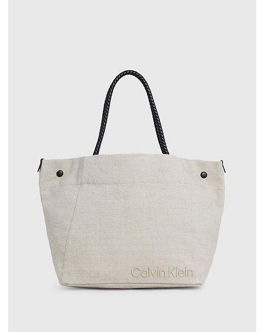 Calvin Klein Grote Linnen Tote Bag in het Gray