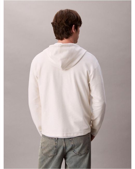 Calvin Klein Gray Calvin Klein Cotton Blend Boucle Relaxed Hoodie for men