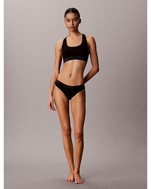 Calvin Klein Black Metallic Unlined Bralette Icon Cotton Modal