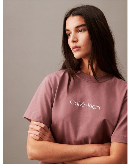 Calvin Klein Brown Relaxed Fit Standard Logo Crewneck T-shirt
