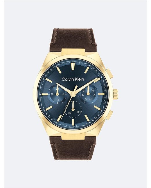 Calvin Klein Blue Multifunction Leather Bracelet Watch for men