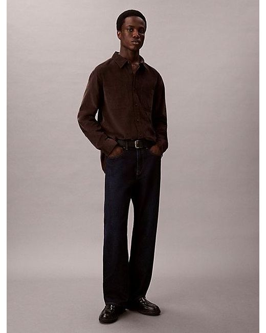 Calvin Klein Corduroy Relaxed Button-Down Overhemd in het Brown voor heren