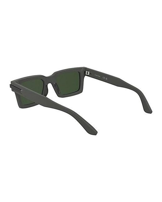 Calvin Klein Green Acetate Rectangle Sunglasses