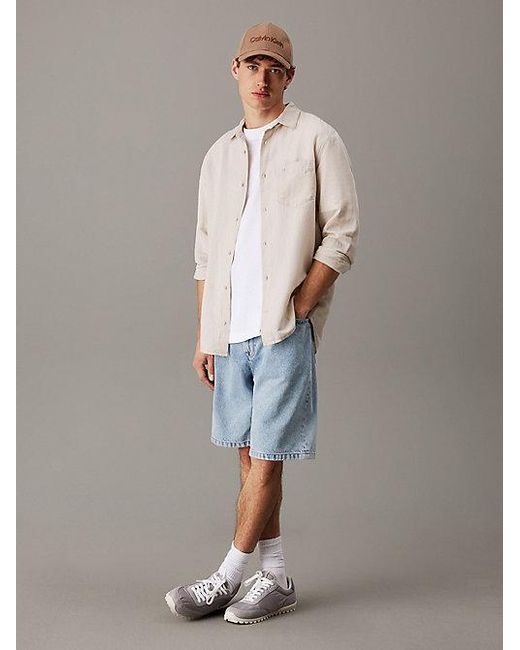Calvin Klein Gray Linen Cotton Shirt for men