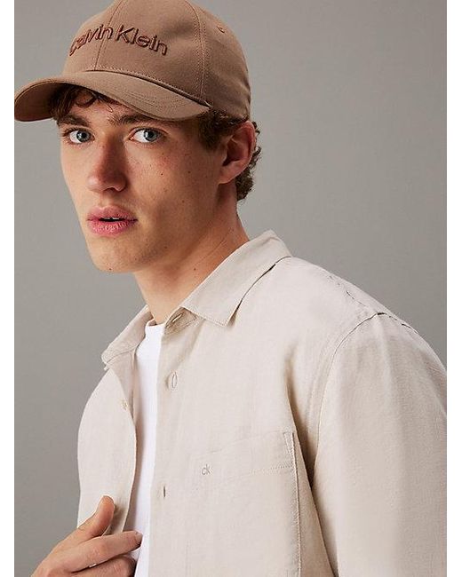 Calvin Klein Gray Linen Cotton Shirt for men