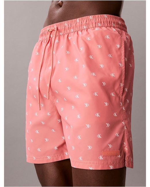 Calvin Klein Pink Medium Drawstring Swim Shorts Essentials for men
