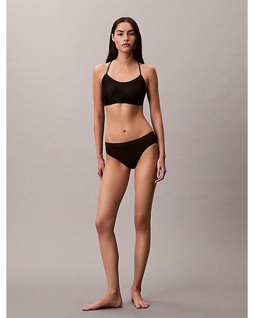 Calvin Klein Black Sport Monogram Logo Mesh Plunge Bra