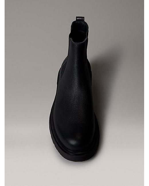 Calvin Klein Black Jeans Leather Lug Chelsea Boots for men