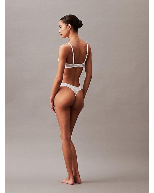 Calvin Klein White Thong Sheer Marquisette