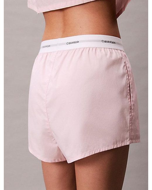 Calvin Klein Pink Cotton Poplin Pyjama Shorts