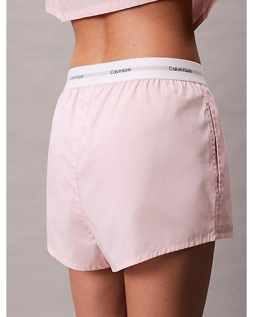 Calvin Klein Pink Pyjama-Shorts Aus Baumwoll-Popeline