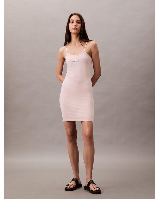 Calvin Klein Gray Slim Monogram Cami Dress