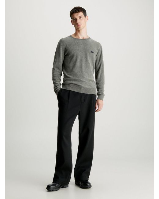 Pull en mélange de coton mouliné Calvin Klein pour homme en coloris Gray