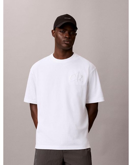 Calvin Klein White Relaxed Logo Appliqué T-Shirt for men