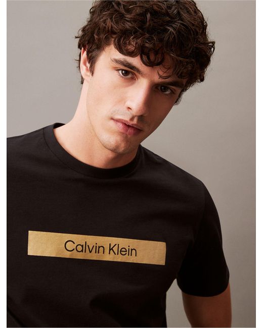 Calvin Klein Black Box Foil Logo Graphic Crewneck T-shirt for men