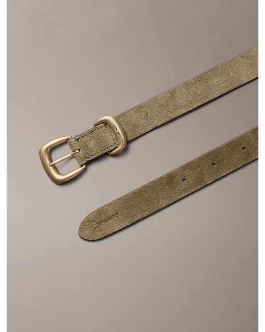 Calvin Klein Brown Soft Suede Chunky Hardware Belt