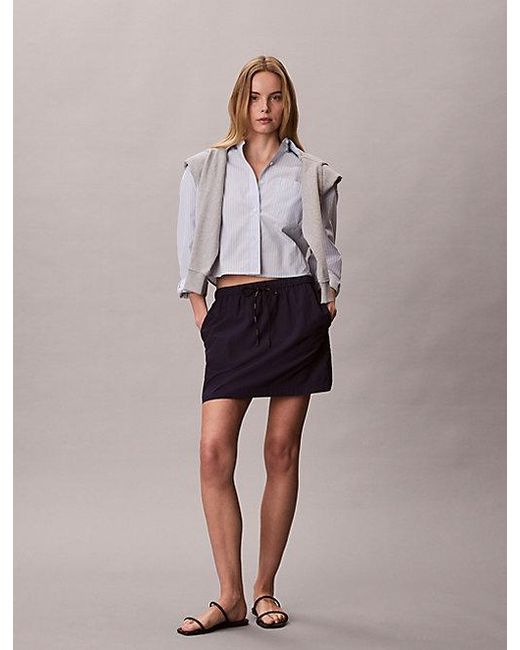 Calvin Klein Purple Jeans Cropped Cotton Poplin Stripe Shirt