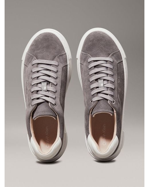 Calvin Klein Gray Suede Platform Trainers