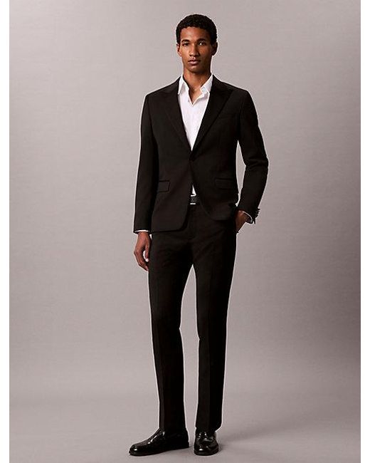 Calvin Klein Gray Slim Wool Tuxedo Jacket for men