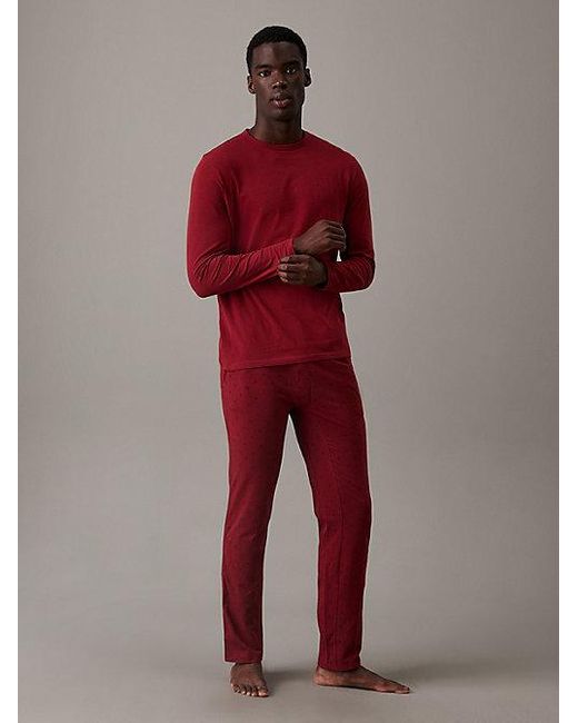 Conjunto de pantalones de pijama Modern Cotton Calvin Klein de hombre de color Rojo Lyst