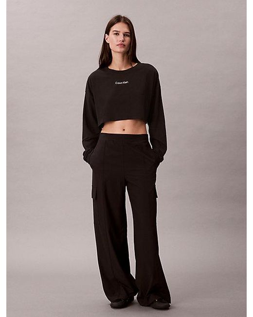 Calvin Klein Black Sport Commuter Cropped Relaxed T-Shirt