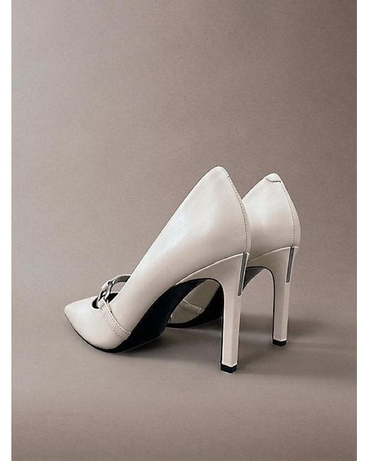Calvin Klein Metallic Leather Stiletto Strap Pumps