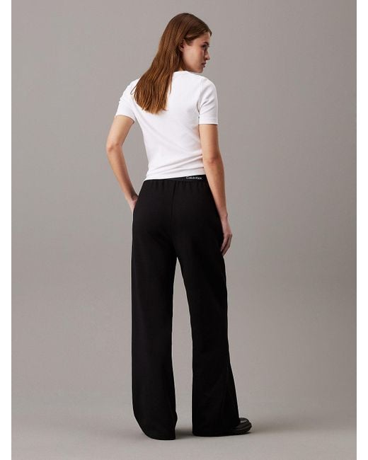 Calvin Klein Black Logo Tape Wide Leg Trousers