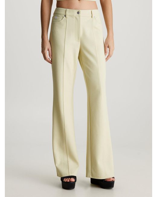 Calvin Klein Natural Coated Milano Bootcut Trousers