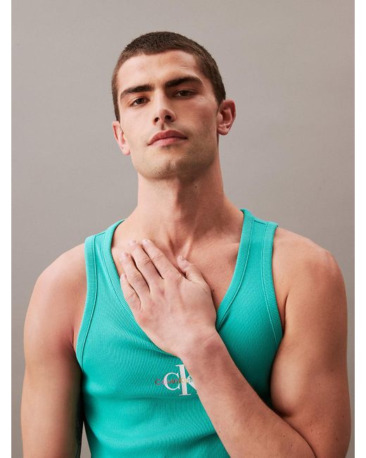 Débardeur slim côtelé - Pride Calvin Klein pour homme en coloris Green