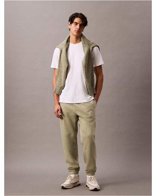 Calvin Klein Brown Calvin Klein Archive Fleece Varsity Logo Joggers for men