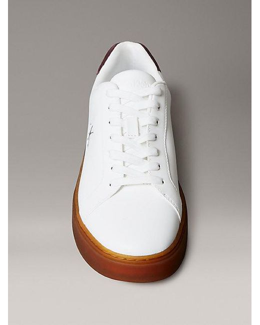 Calvin Klein Metallic Leather Signature Logo Trainers for men