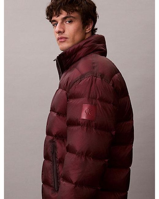 Calvin Klein Multicolor Jeans Ripstop Mock Neck Puffer Jacket for men