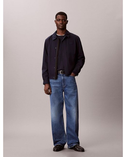 Calvin Klein Blue Matte Twill Zip-Up Blouson Jacket for men