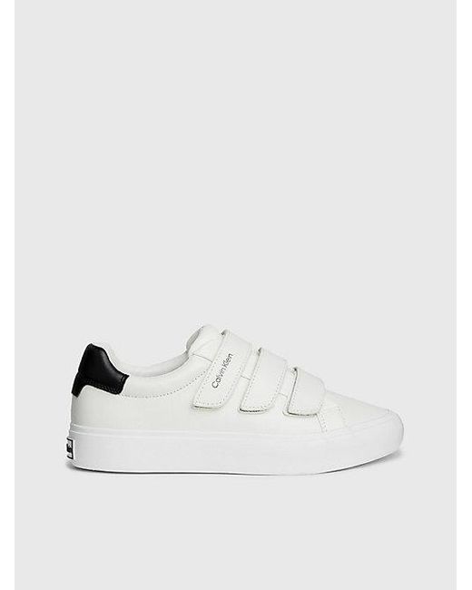 Calvin Klein Leren Klittenband Sneakers in het White