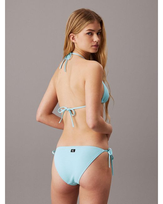 Calvin Klein Blue Triangle Bikini Top - Ck Monogram Texture